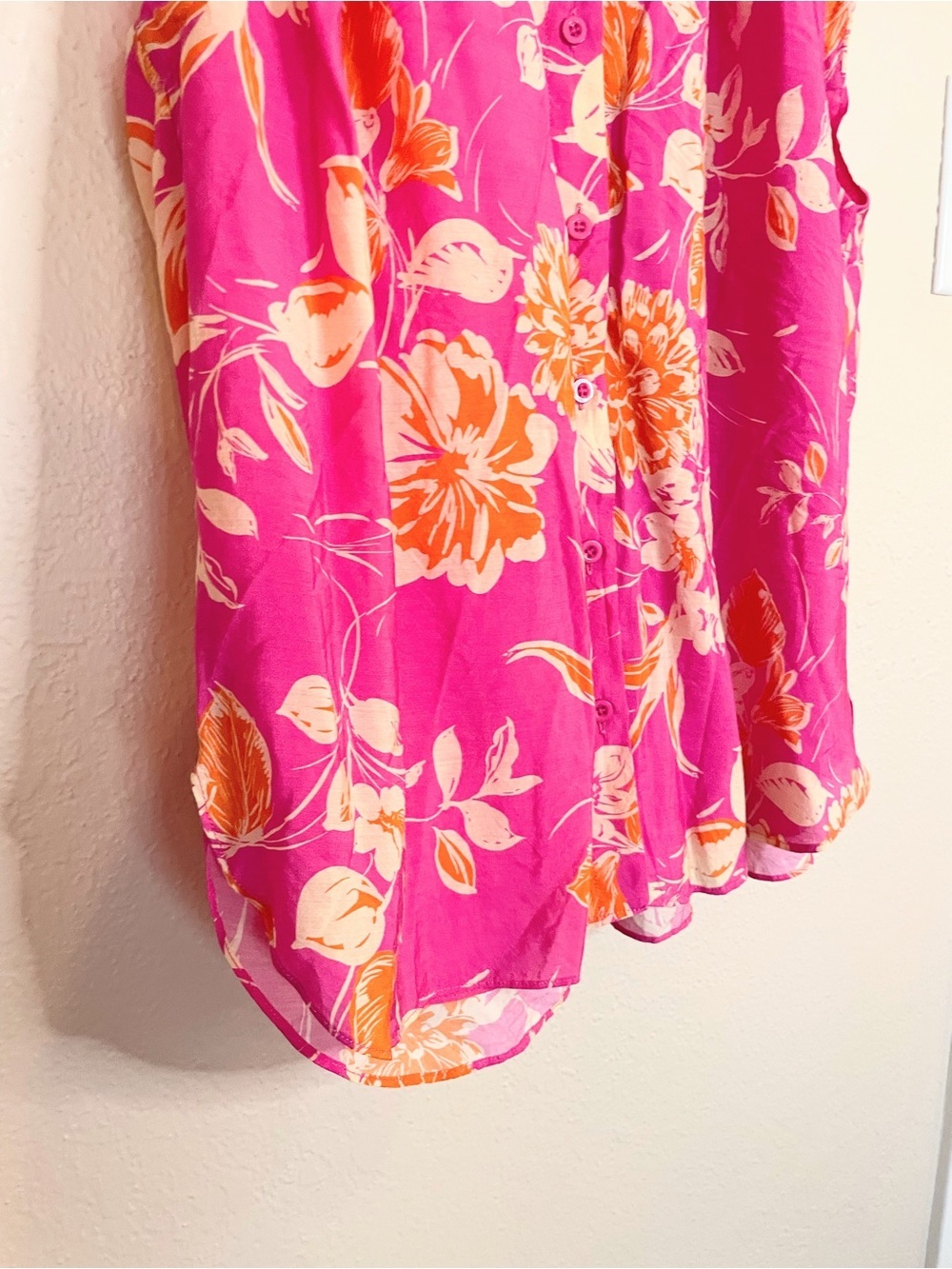 Fate Pink Orange Floral Button Front Blouse Small - Picture 4 of 9